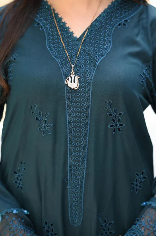 Breeze - 3PC Lawn Chikankari Embroidered Shirt with Monar Printed Dupatta and Trouser - SS106