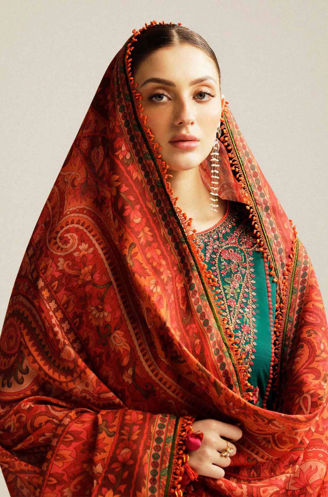 Hussain Rehar - 3PC Lawn Embroidered Shirt with Lawn Printed Dupatta and Trouser t - SS02490