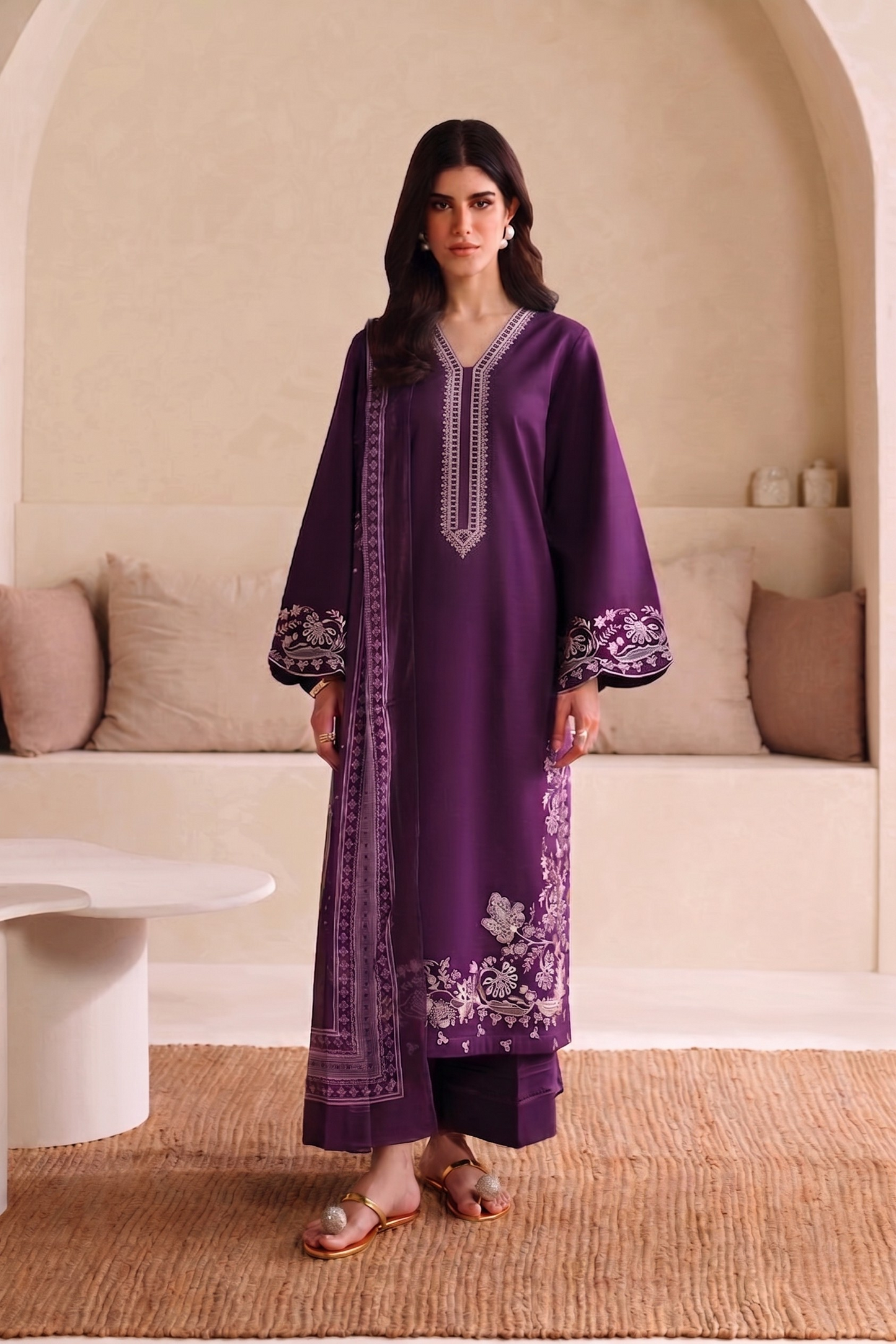 3PC LAWN EMBROIDERED SS-101
